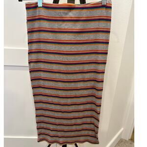 Rainbow Gray Stripe Skirt Womens Small/Medium Stretch Fold Down Waist by Promesa